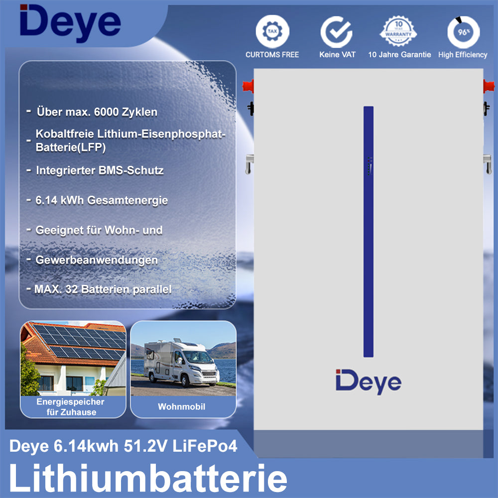 Energiespeicher für Zuhause und Balkon - 6.14kWh DEYE Batterie-SongSolar