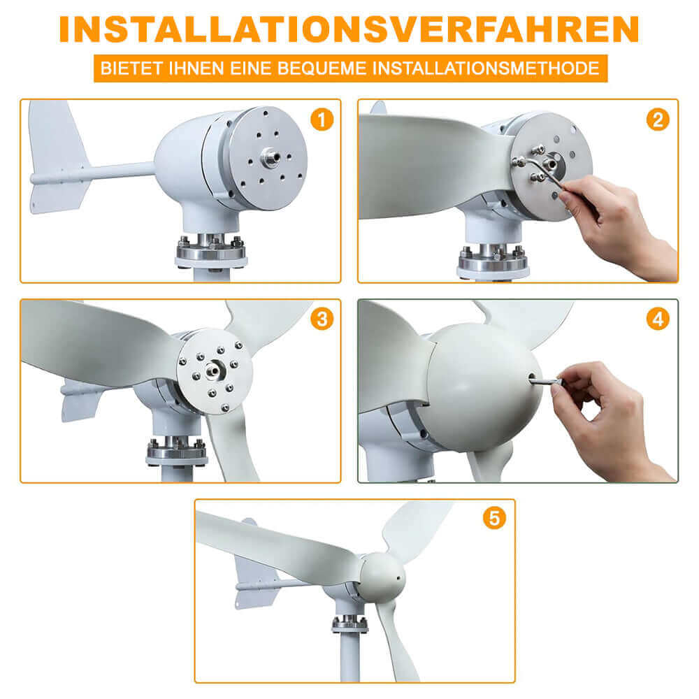 Smaraad 1000W 24-96V Windkraftanlage Geräuscharmer 3 Blätter Windturbinengenerator Windräder