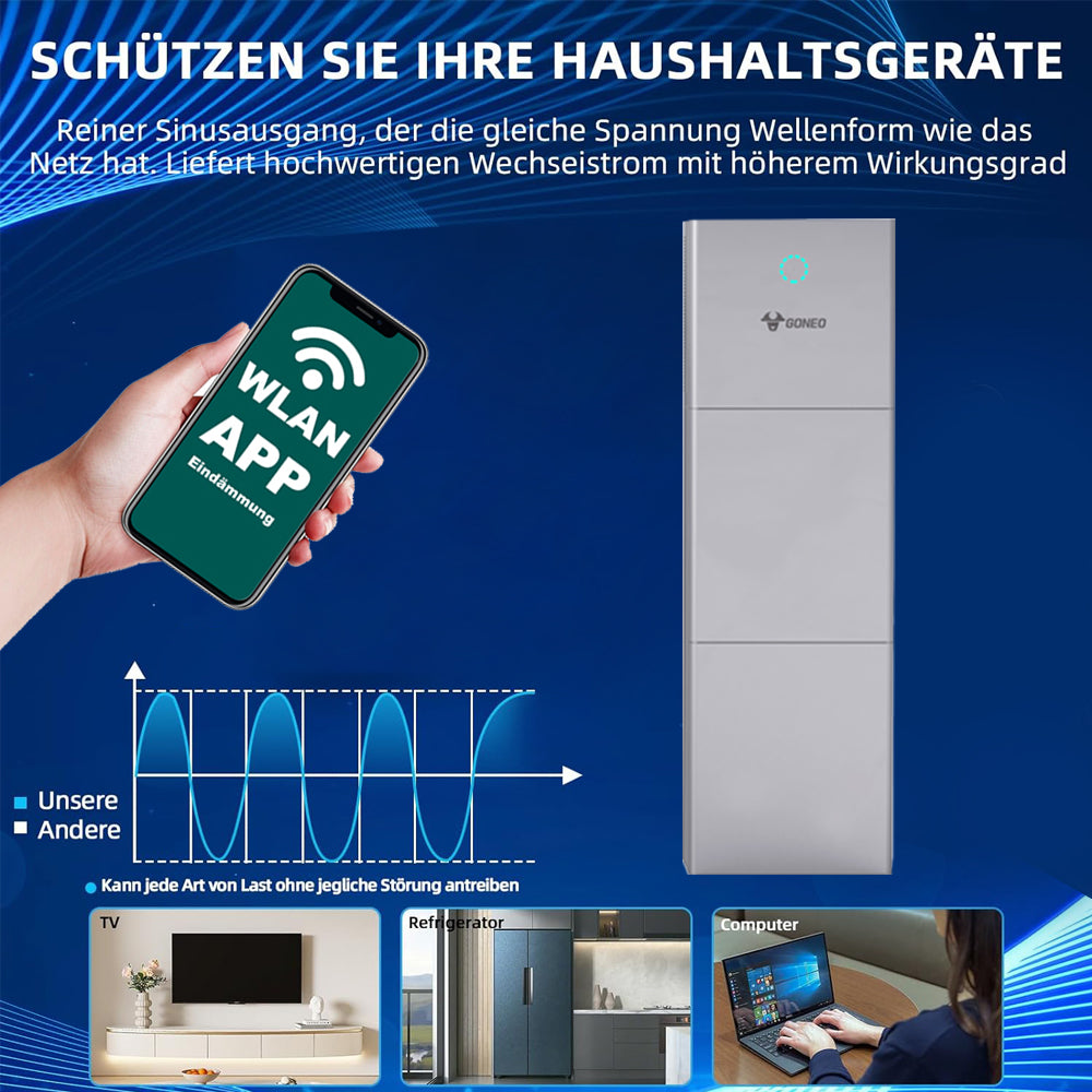 GONEO ESS 1.0 4.6kW Einphasiger Wechselrichter mit 10.24kWh Solarspeicher