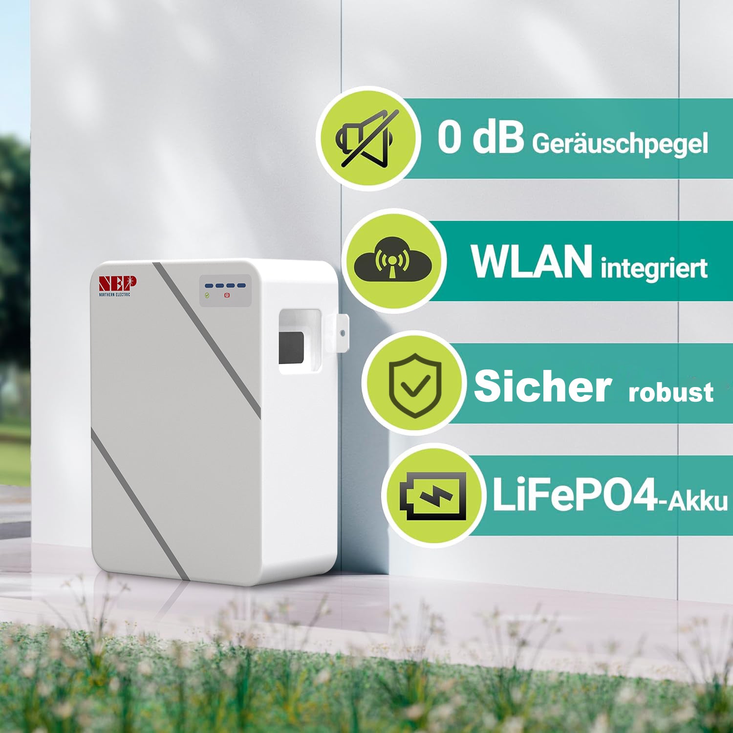 NEP BDM 800W Mikro Wechselrichter 5m Netzkabel VDE + 2.76KWH NEP Solarstromspeicher VDE