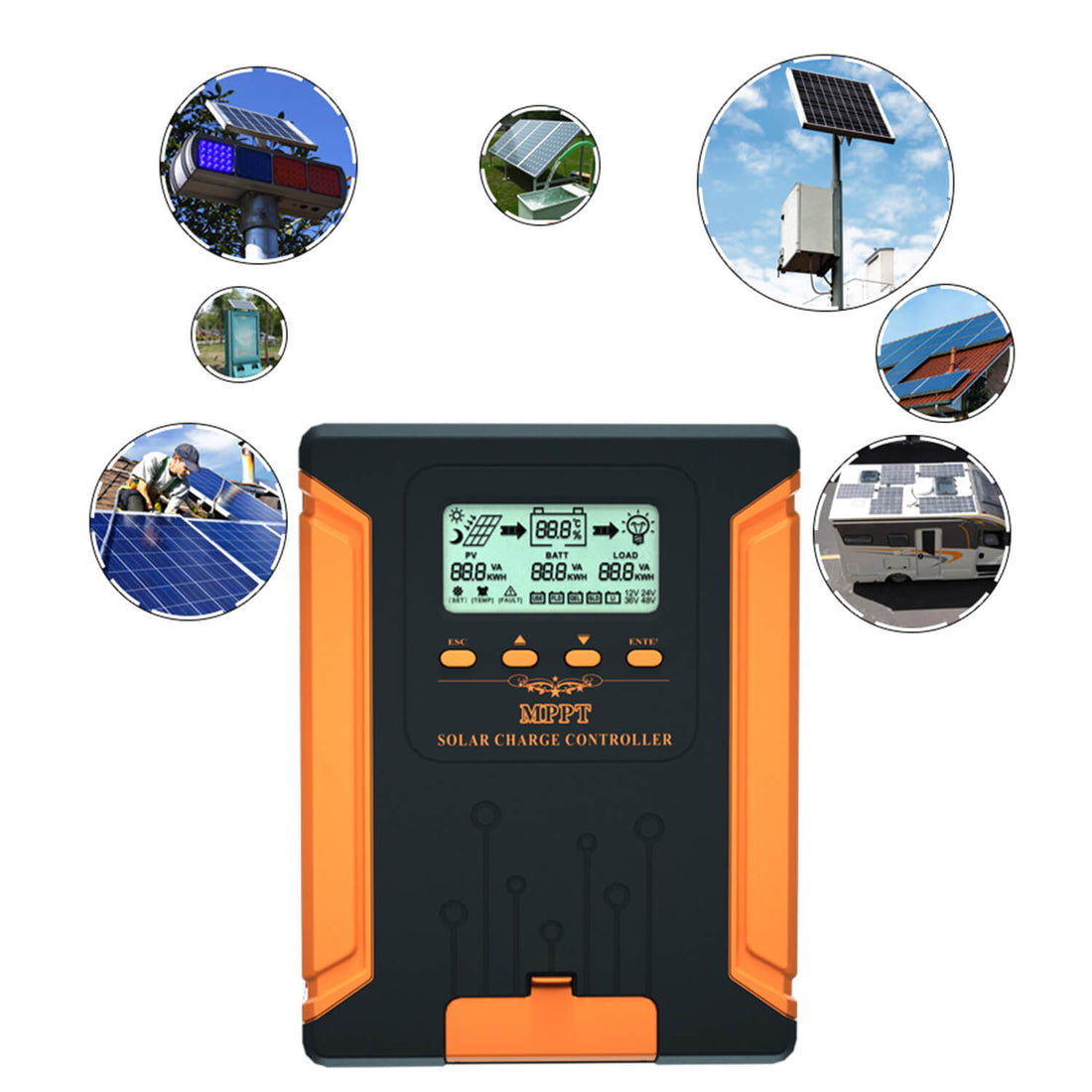 Solar-Laderegler MPPT 12V/24V automatischer Solarregler LCD-Display für Blei-Säure-Lithium-SongSolar