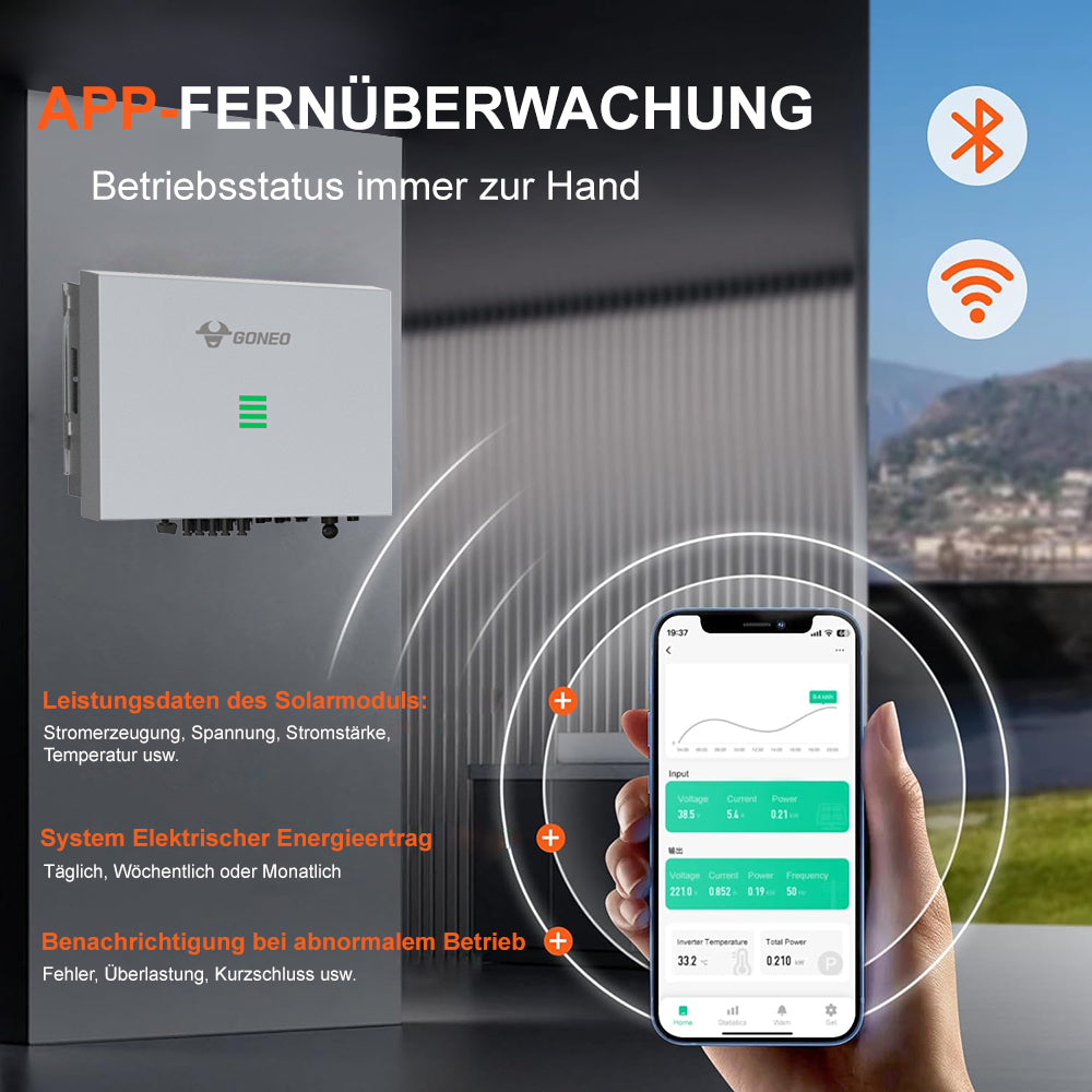 GONEO 12kW Dreiphasiger Hybrid-Wechselrichter mit 10.24kwh Solarstromspeicher für Heimsolarsysteme