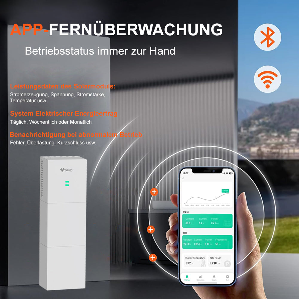 GONEO ESS 2.0 4.6kW Einphasiger Wechselrichter mit 10.24kWh Solarspeicher