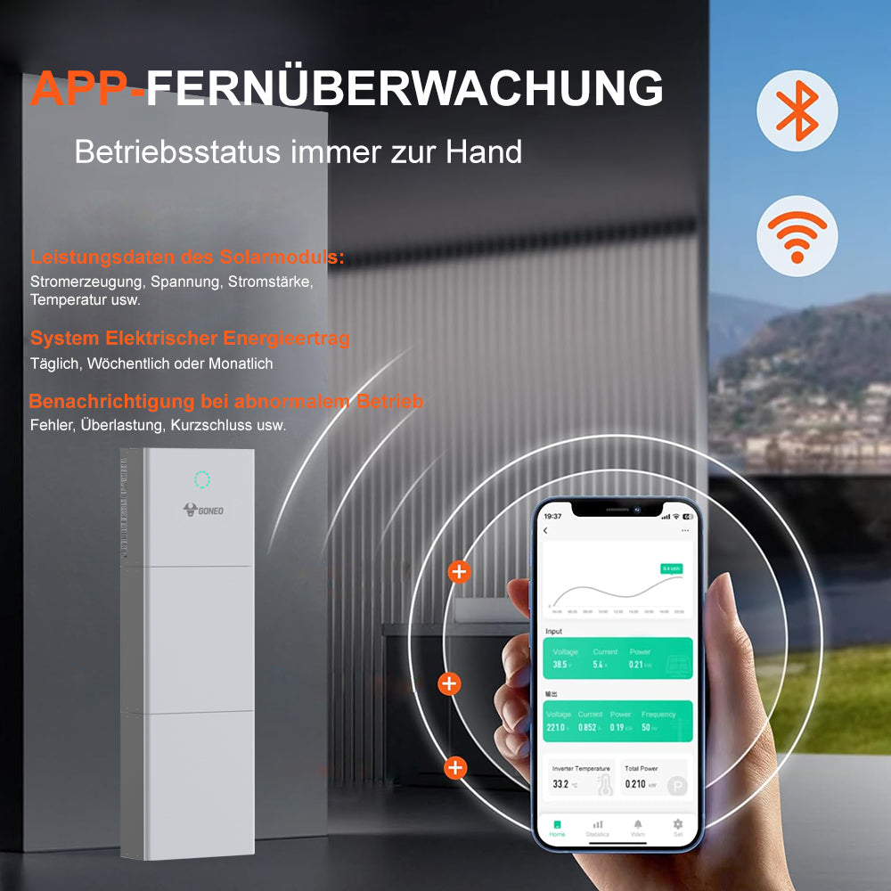 GONEO ESS 1.0 4.6kW Einphasiger Wechselrichter mit 10.24kWh Solarspeicher