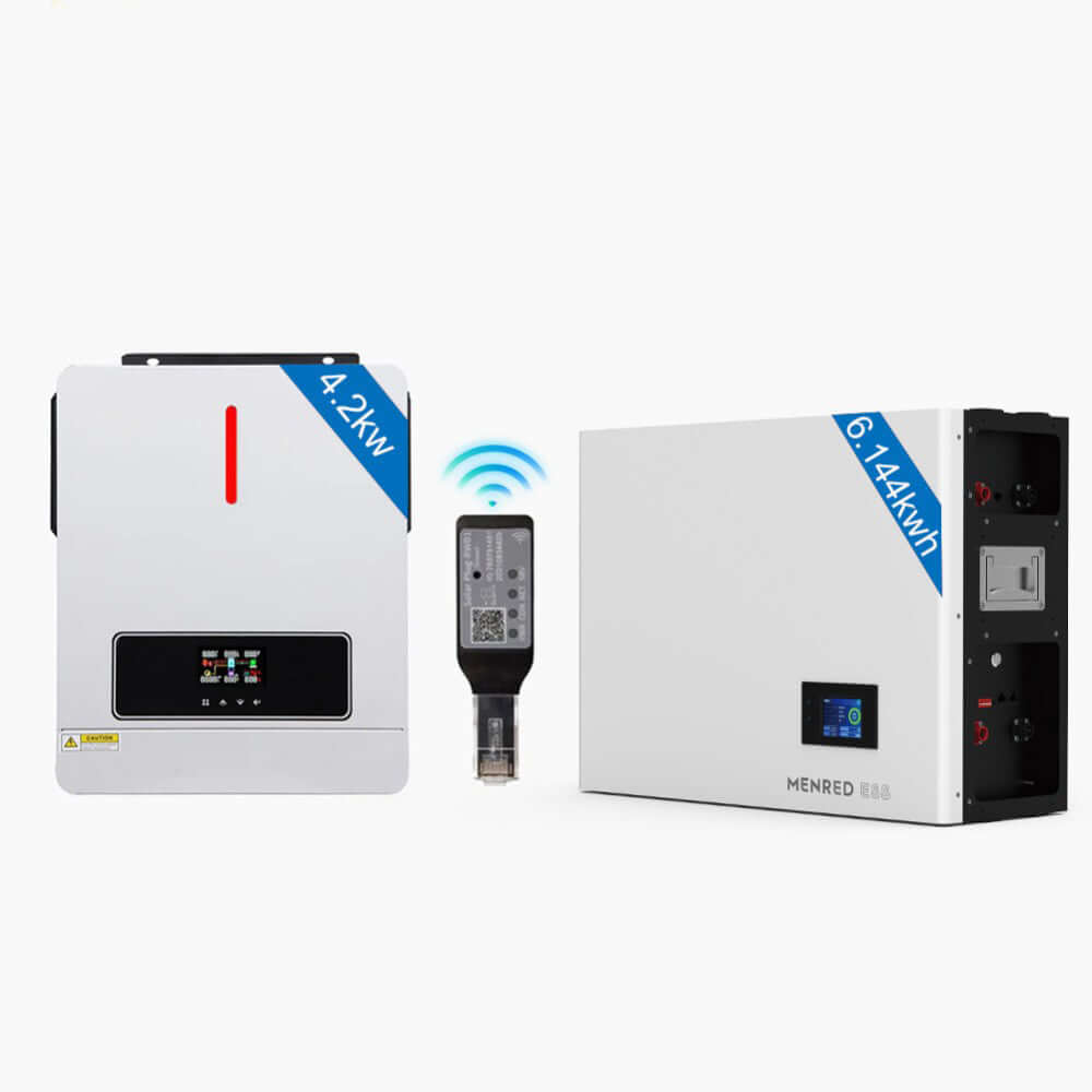 4200W Solarsystem 6.144kWh Solaranlage 4.2KW Einphasige Hybrid-Wechselrichter 6.144kWh Solarstromspeicher