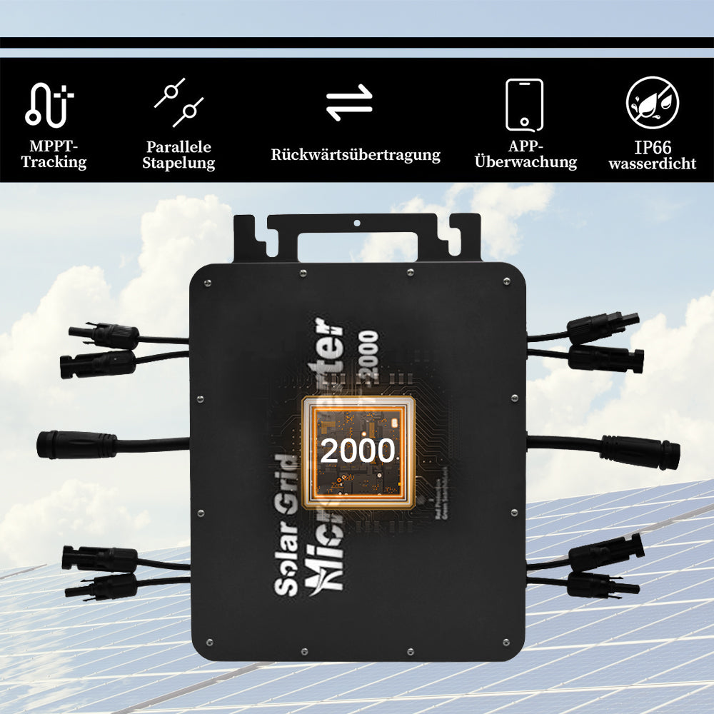GT 2000W Mikro Wechselrichter integriertem WiFi für Balkonkraftwerk IP66