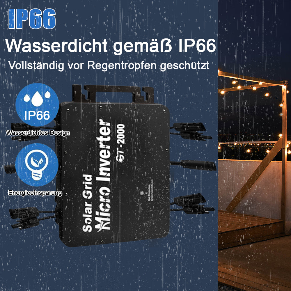 GT 2000W Mikro Wechselrichter integriertem WiFi für Balkonkraftwerk IP66