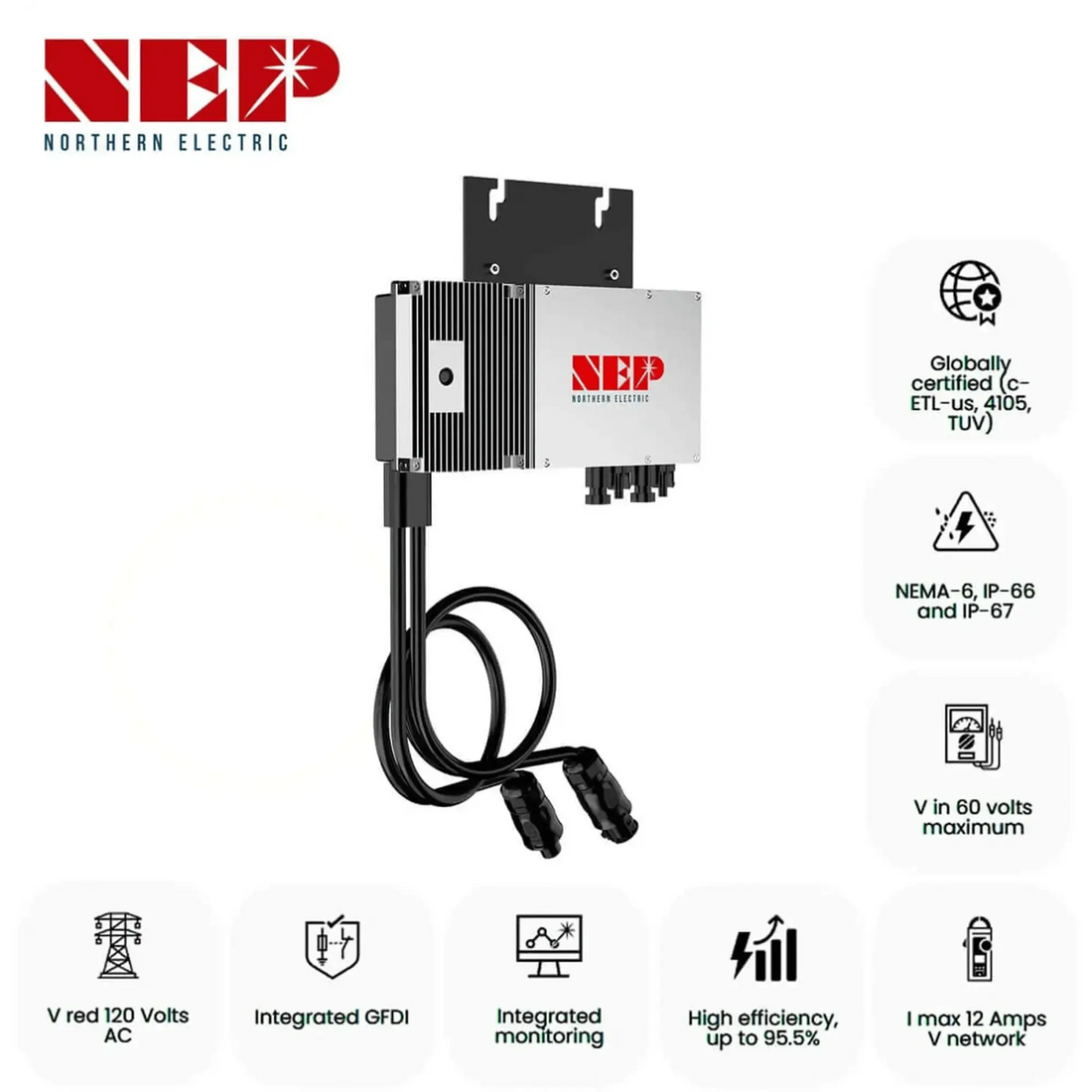 NEP 600W Reine Sinuswelle Micro Wechselrichter IP67-SongSolar