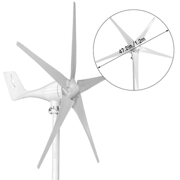 Smaraad 400W 12-24V Windkraftanlage Geräuscharmer 5 Blätter Windturbinengenerator Windräder