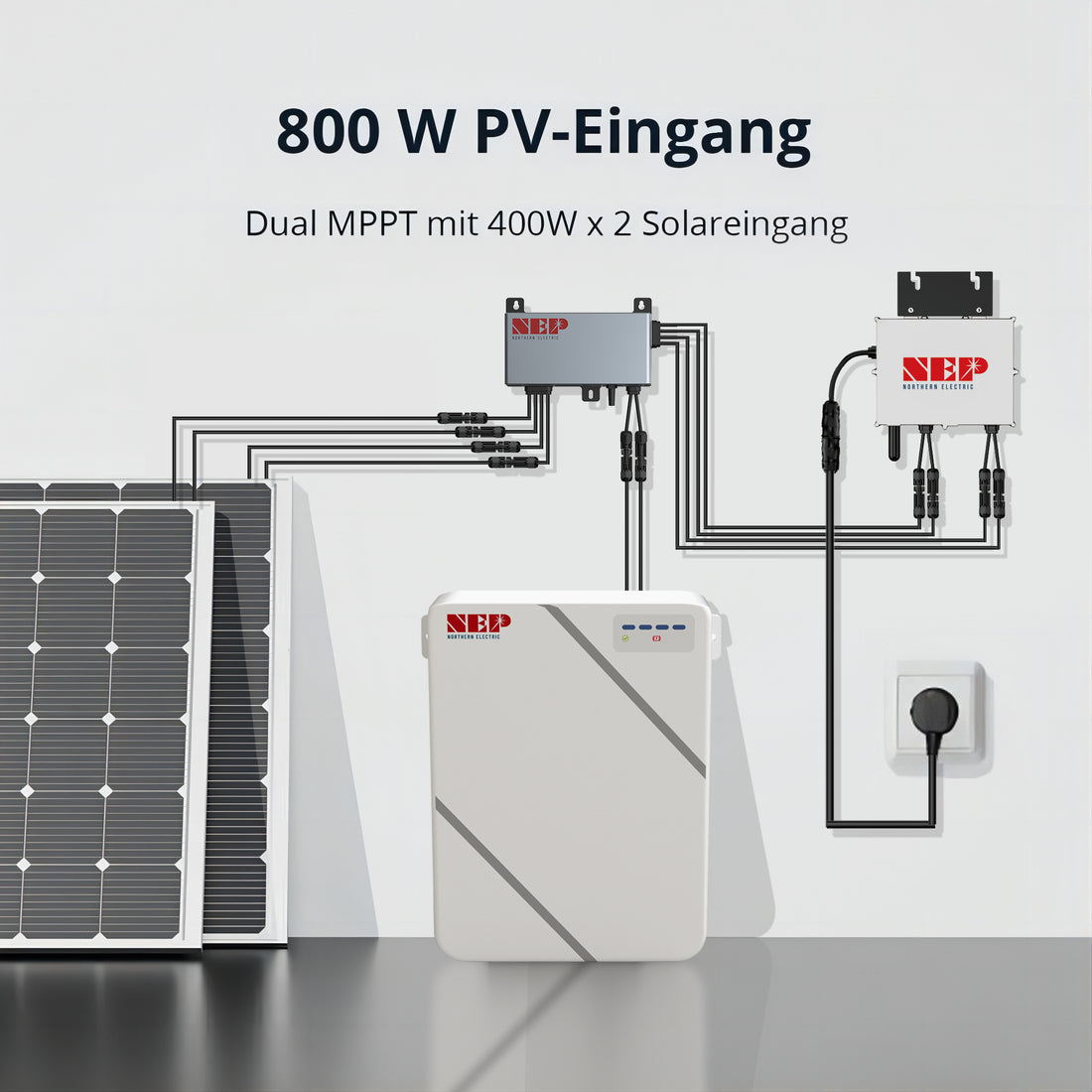 NEP BDM 800W Mikro Wechselrichter 2m Netzkabel VDE + 2.76KWH NEP Solarstromspeicher VDE