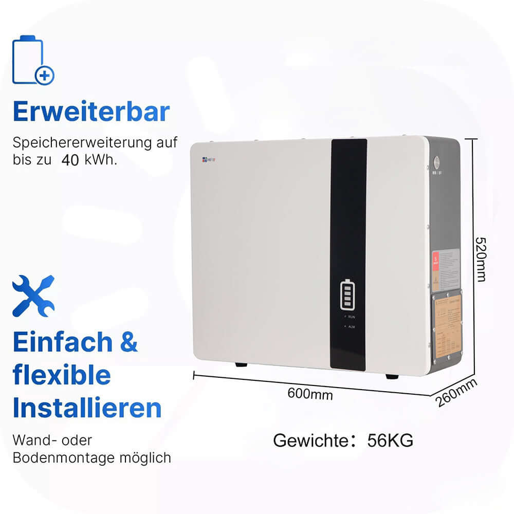 HFIE 5kWh 51.2V Solarstromspeicher Kapazität für PV-Anlagen