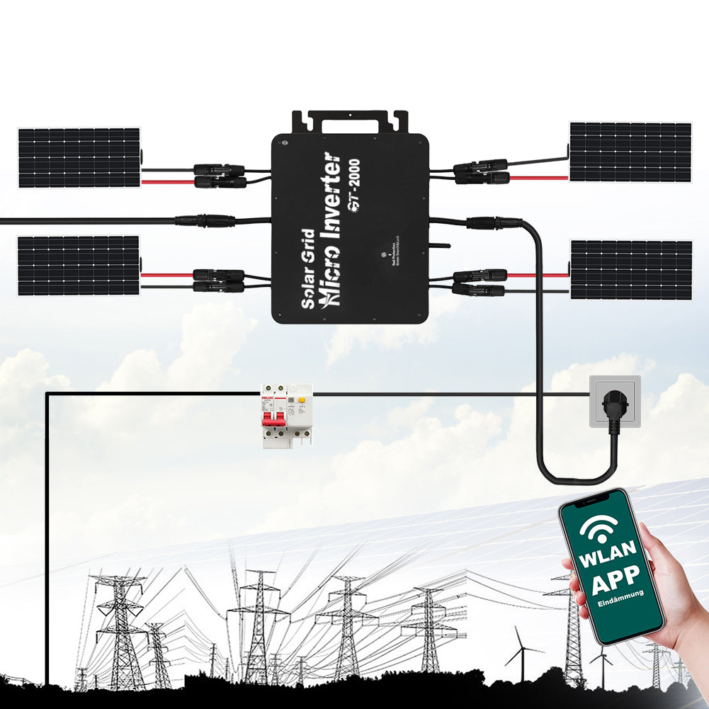 GT 2000W Mikro Wechselrichter integriertem WiFi für Balkonkraftwerk IP66