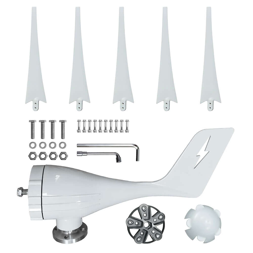 Smaraad 400W 12-24V Windkraftanlage Geräuscharmer 5 Blätter Windturbinengenerator Windräder