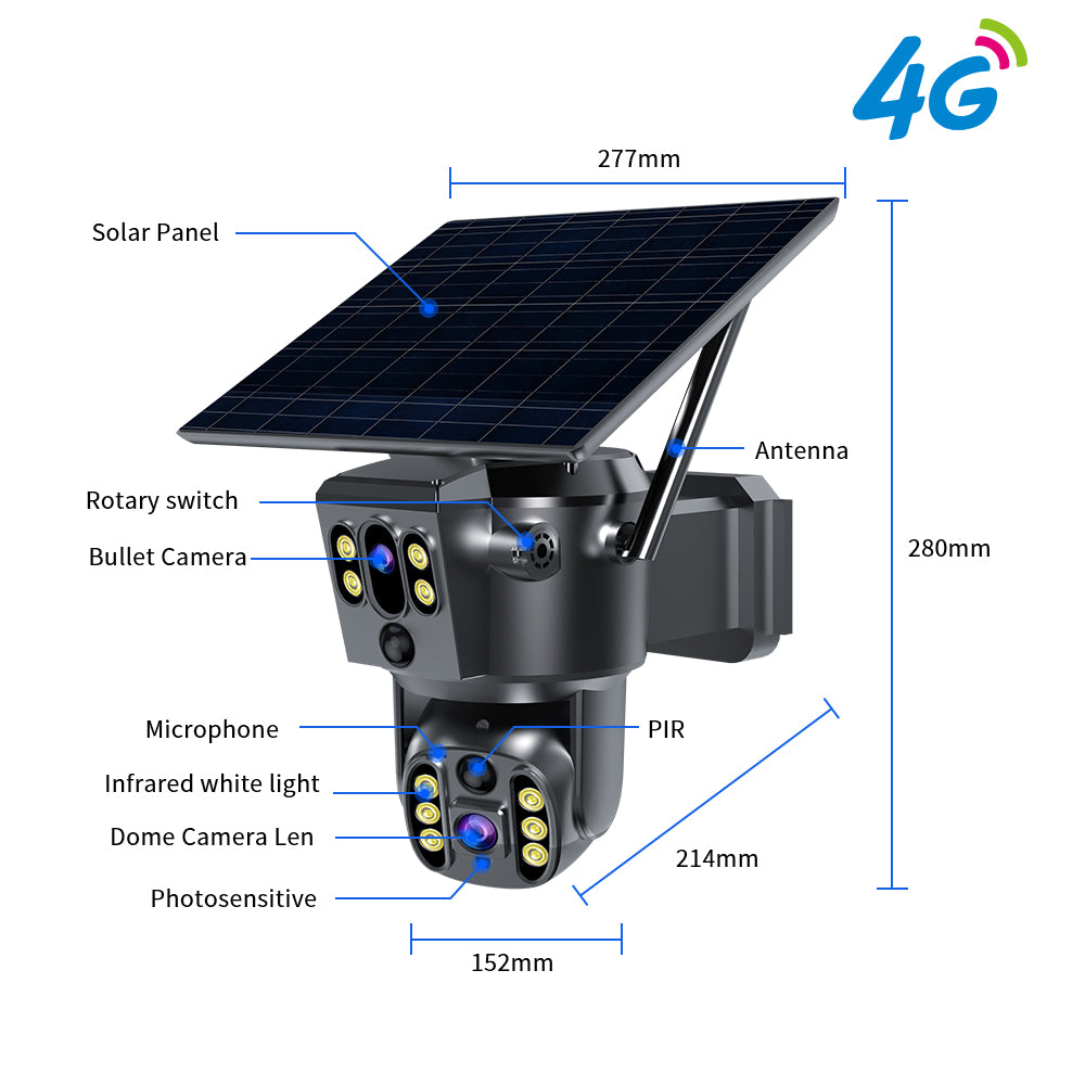 Heimsicherheitsüberwachung - 8W Solarbetriebene 4G Kamera Q10
