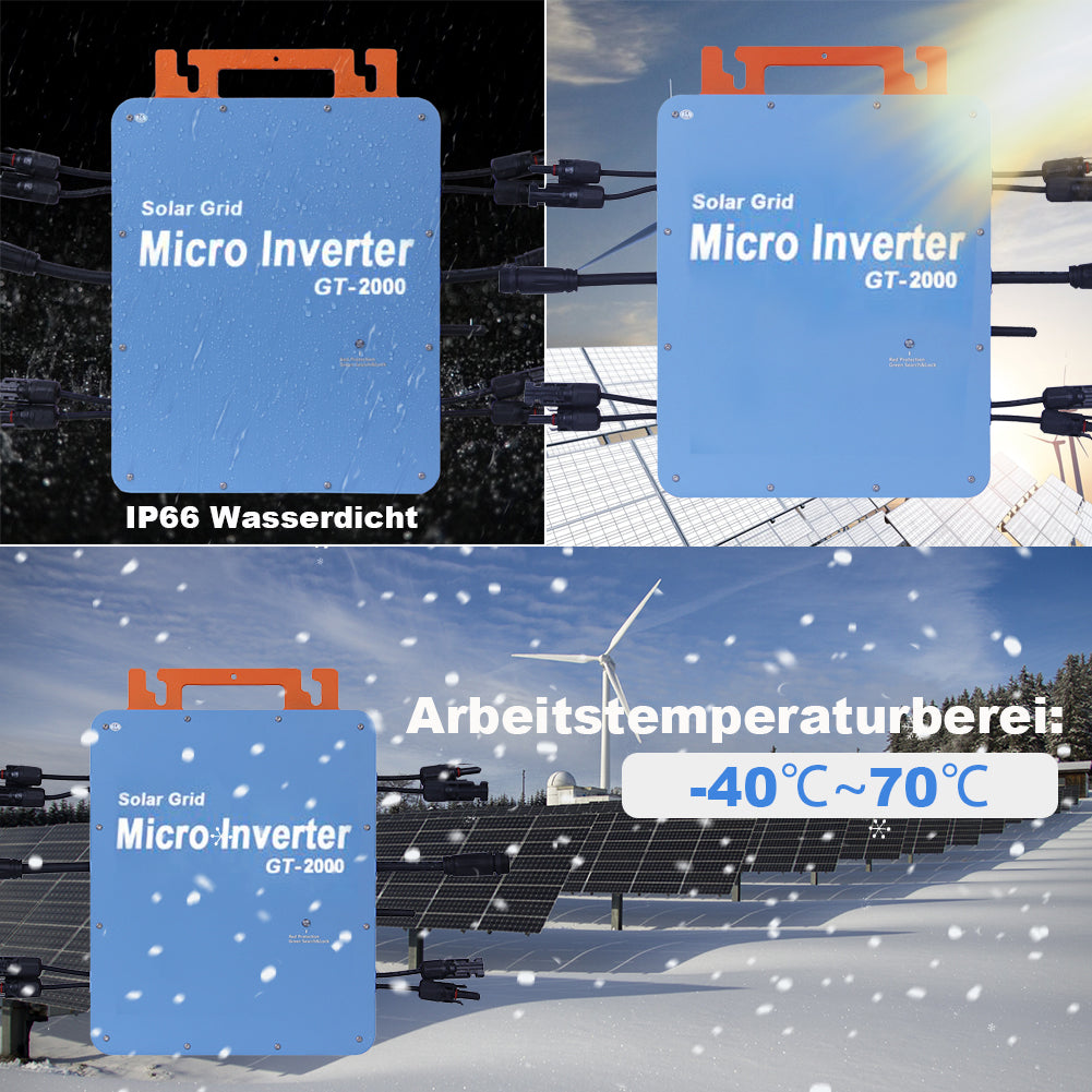 GT 2000W Mikro Wechselrichter integriertem WiFi für Balkonkraftwerk IP66