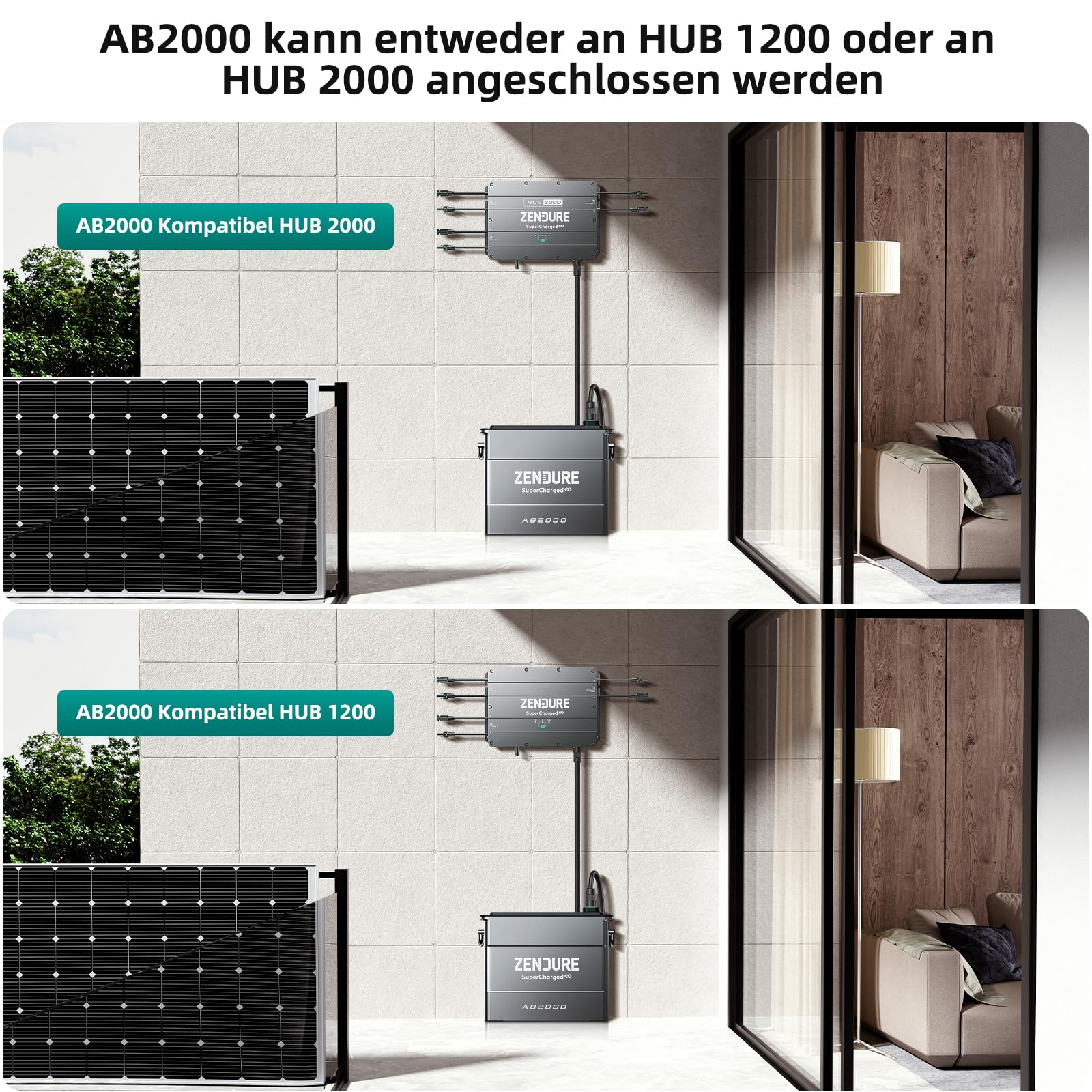 Zendure AB2000, Speicher für SolarFlow Balkonkraftwerk, 1920 Wh LiFePO4 Akku, 7680Wh Erweiterbare Kapazität, Wasserdicht IP65, Einfache Installation