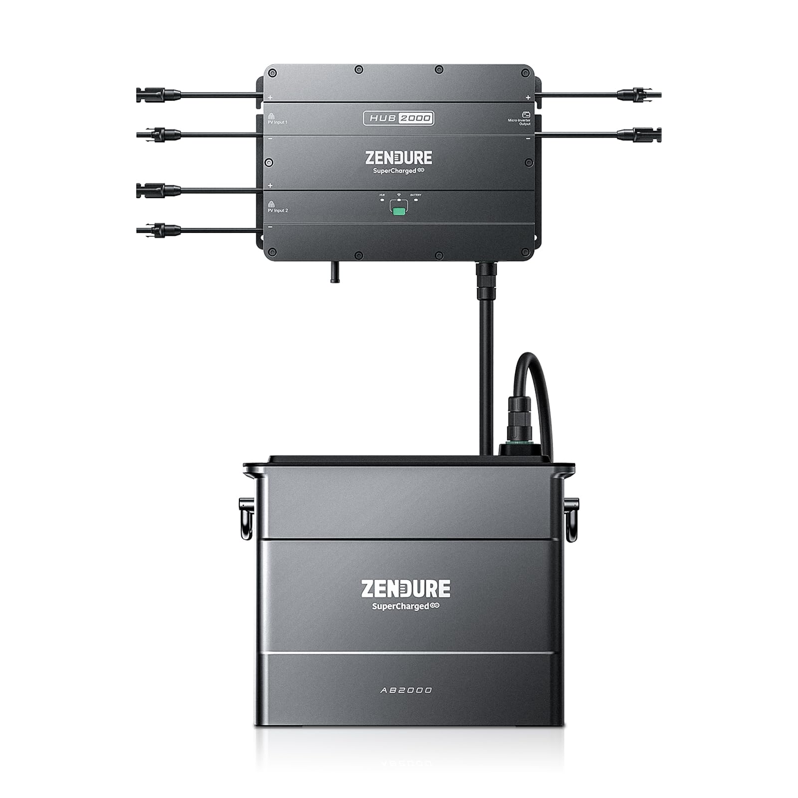 Zendure SolarFlow Balkonkraftwerk mit Speicher, HUB 2000 mit 1800W Solar Eingang, AB2000 1920Wh LiFePO4 Akku, mit Shelly Plus Plug S, 1200W Ausgang, IP65