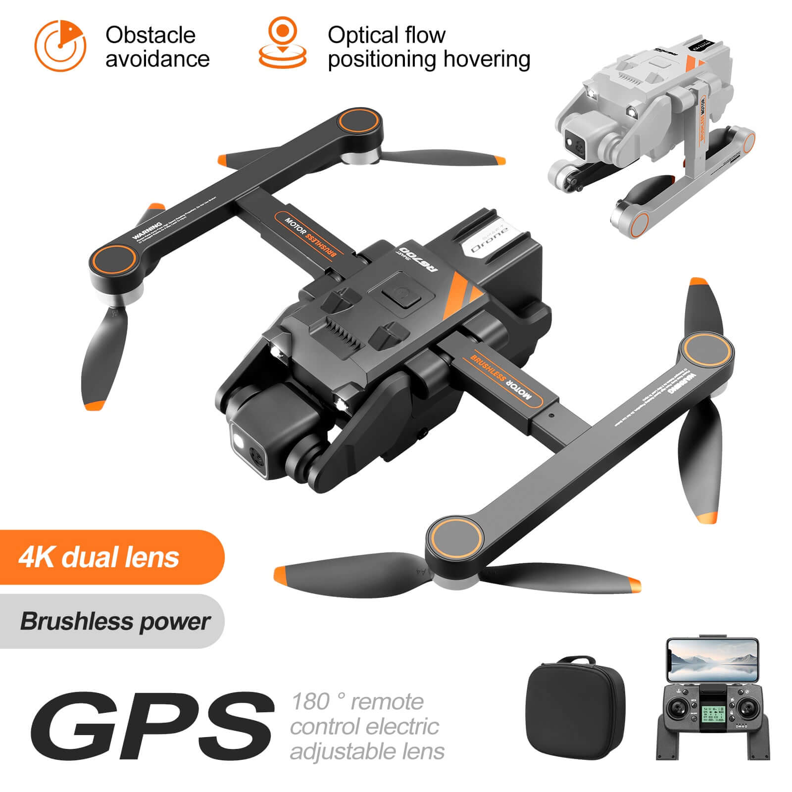 RG700PRO.2.4G Optischer Fluss Faltbare Drohne mit vierseitiger Hindernisvermeidung und professioneller WIFI-Luftkamera mit Doppelobjektiv