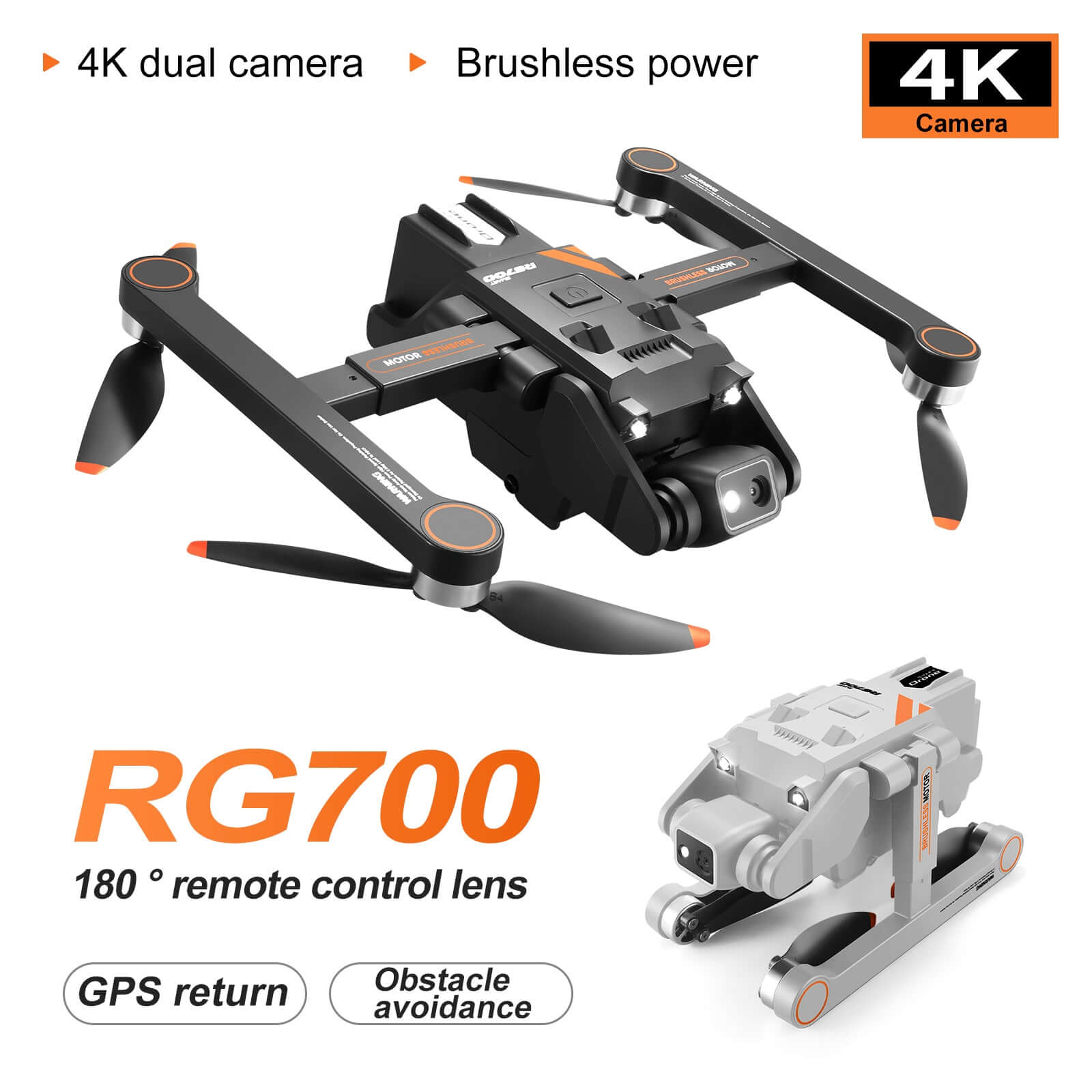 RG700PRO.2.4G Optischer Fluss Faltbare Drohne mit vierseitiger Hindernisvermeidung und professioneller WIFI-Luftkamera mit Doppelobjektiv