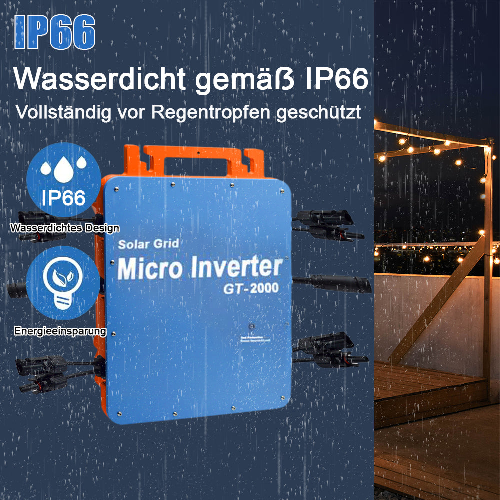 GT 2000W Mikro Wechselrichter integriertem WiFi für Balkonkraftwerk IP66