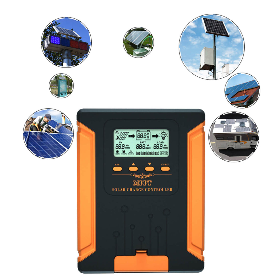 Solar charge controller MPPT 12V/24V automatic solar controller LCD display for lead acid lithium