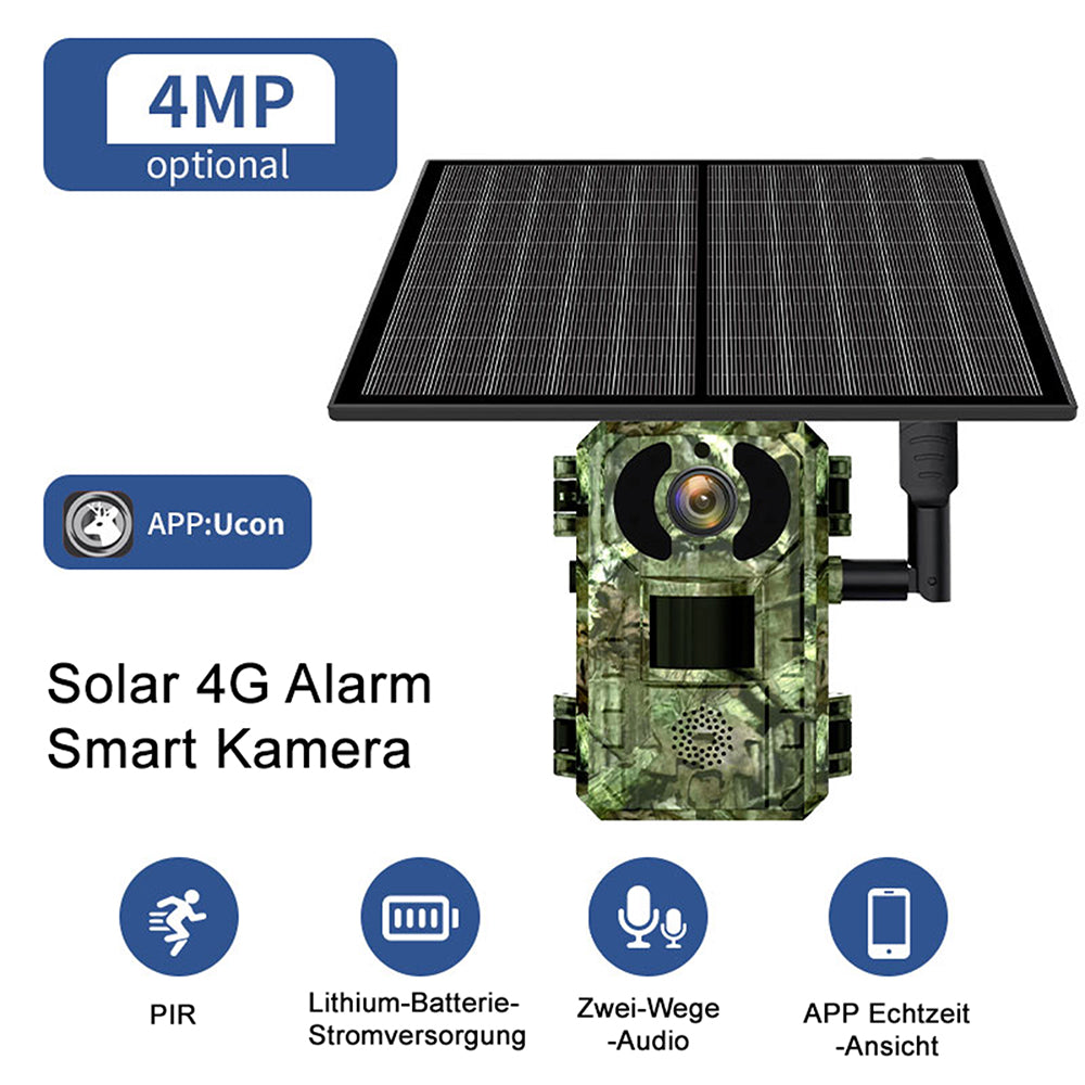 4W 7800mAh Solarkamera H10 4G 4MP Wildlife Camouflage