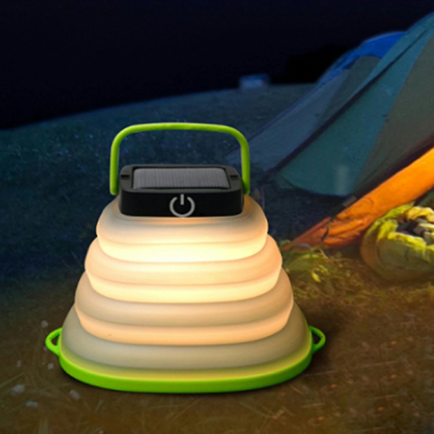 Lampe de camping solaire pliable et étanche - lampe d'extérieur portable avec poignée et technologie LED
