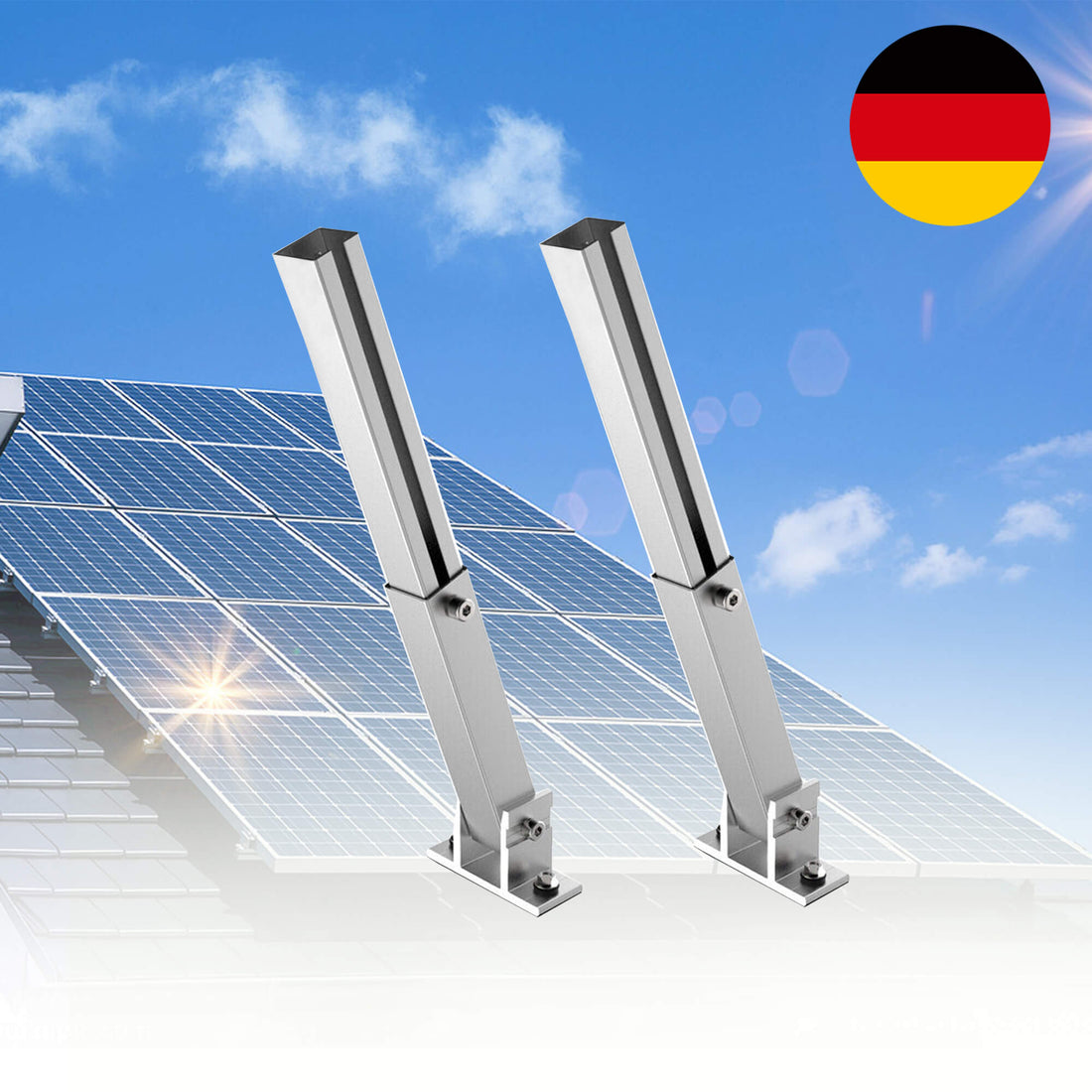 1 Pair Solar Panel Roof Mount Mounting Stand 15-30° Adjustable PV Fixtures 