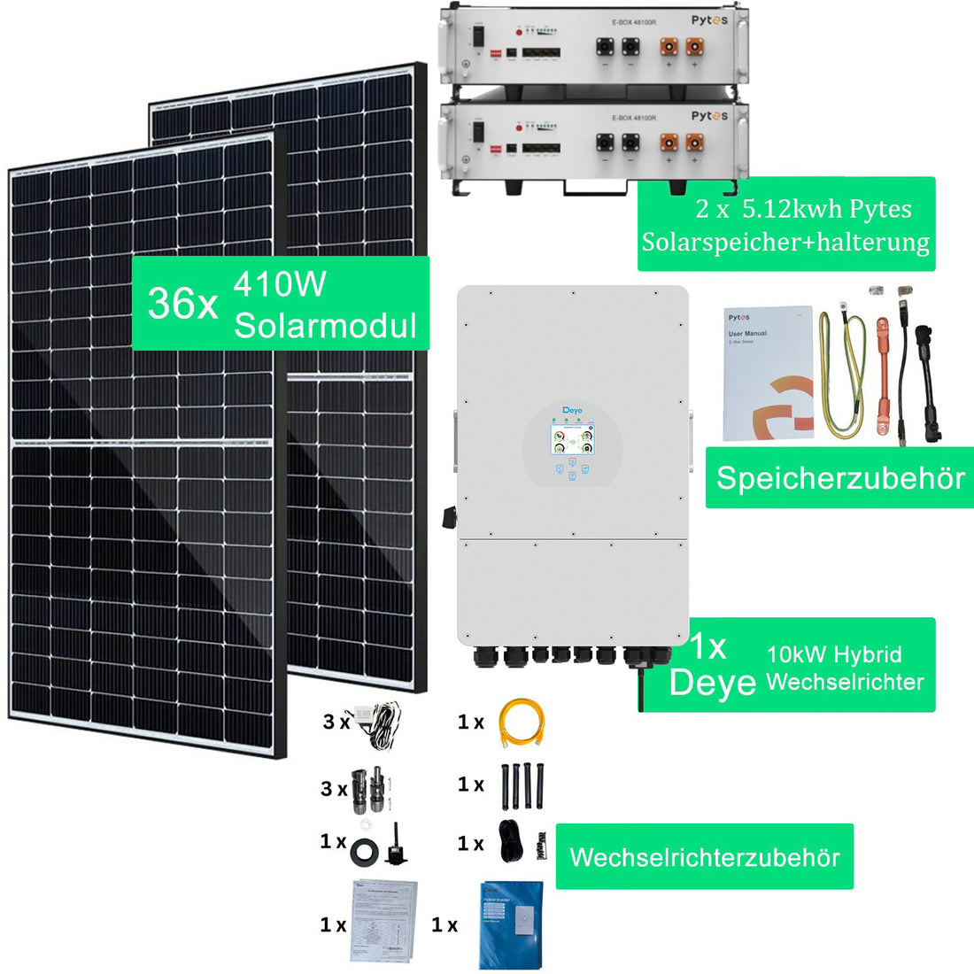 10KW Home System Balcony Power Plant DEYE Inverter PYTES Storage LONGI Solar Modules