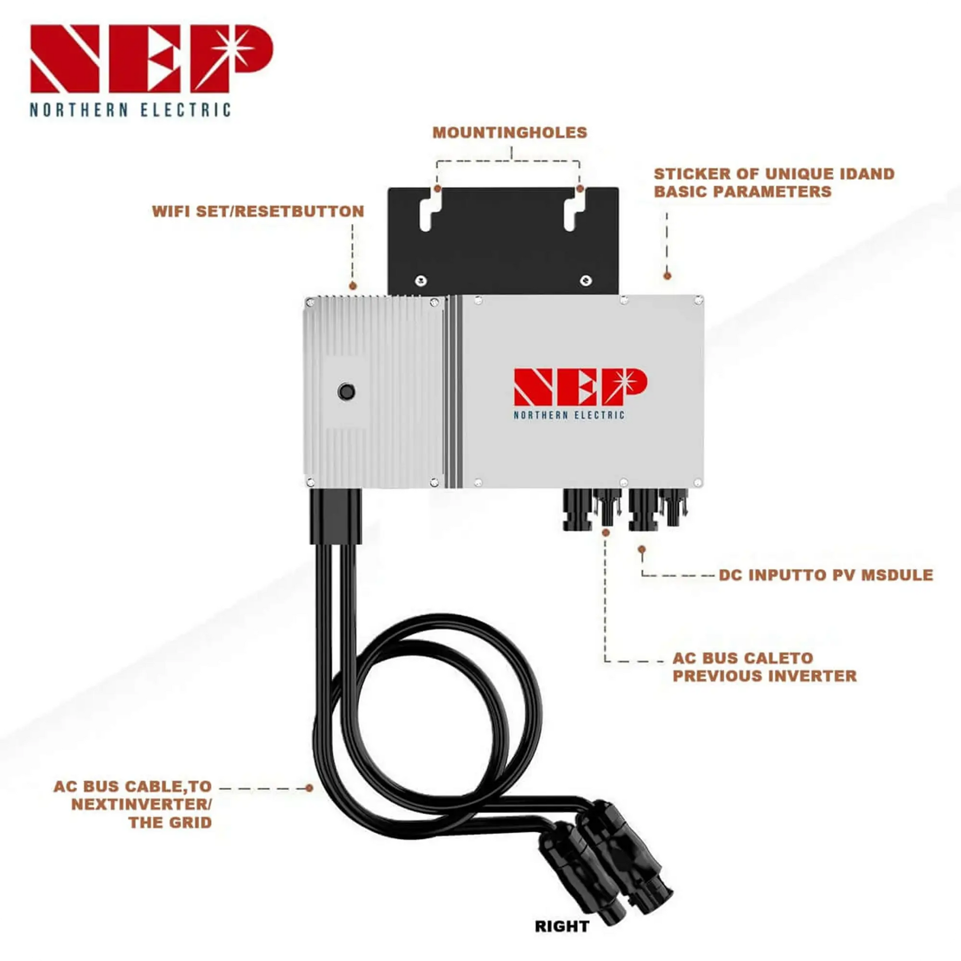 NEP 600W Reine Sinuswelle Smart Micro Wechselrichter Netzwechselrichter IP67 - SongSolar
