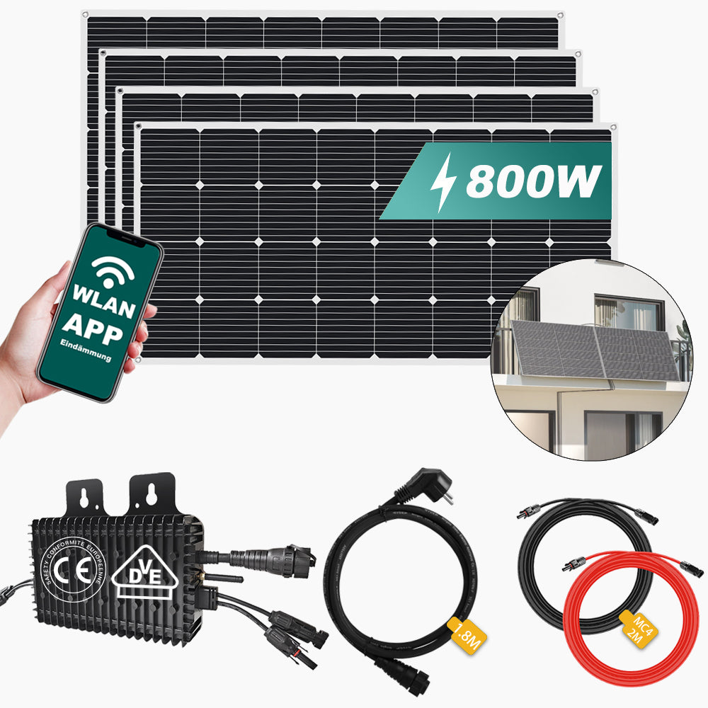 Balcony power station  GT-800W Network-bound systems VDE 4×200W flexible solar modules