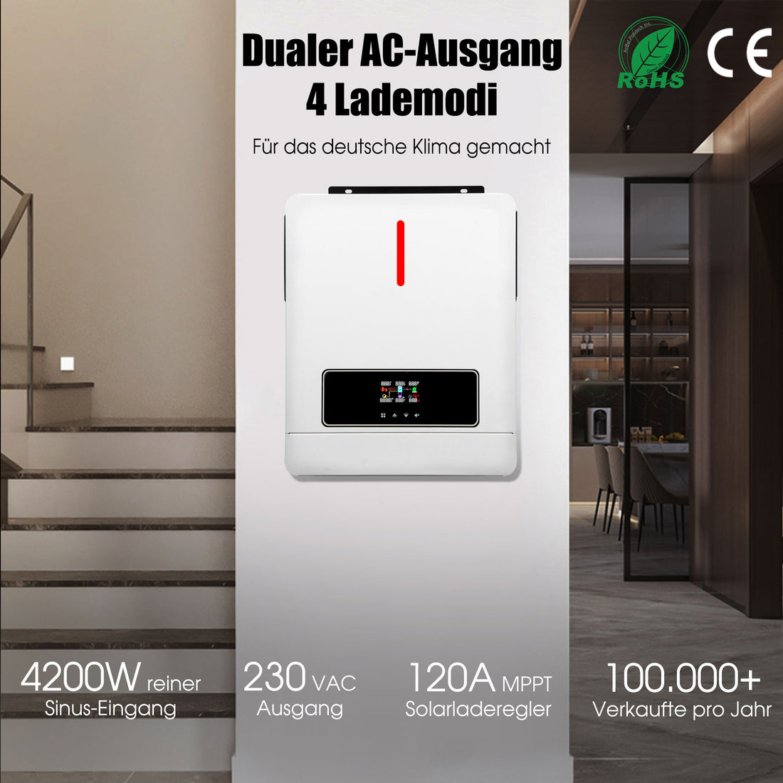 [24H Versand] 4.2KW Hybrid-Wechselrichter Einphasige MPPT 120A für Heimsolarsysteme
