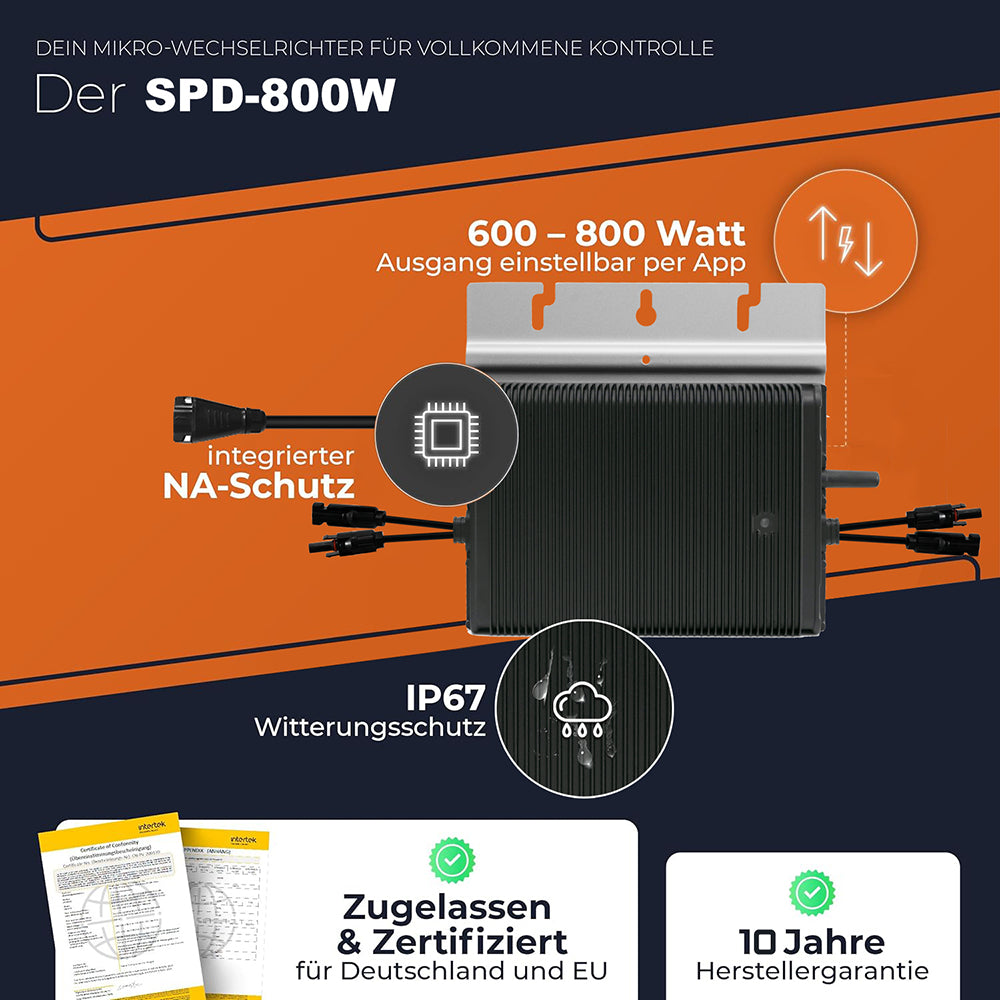 SPD-800W Mikrowechselrichter integriertem WiFi für Balkonkraftwerk