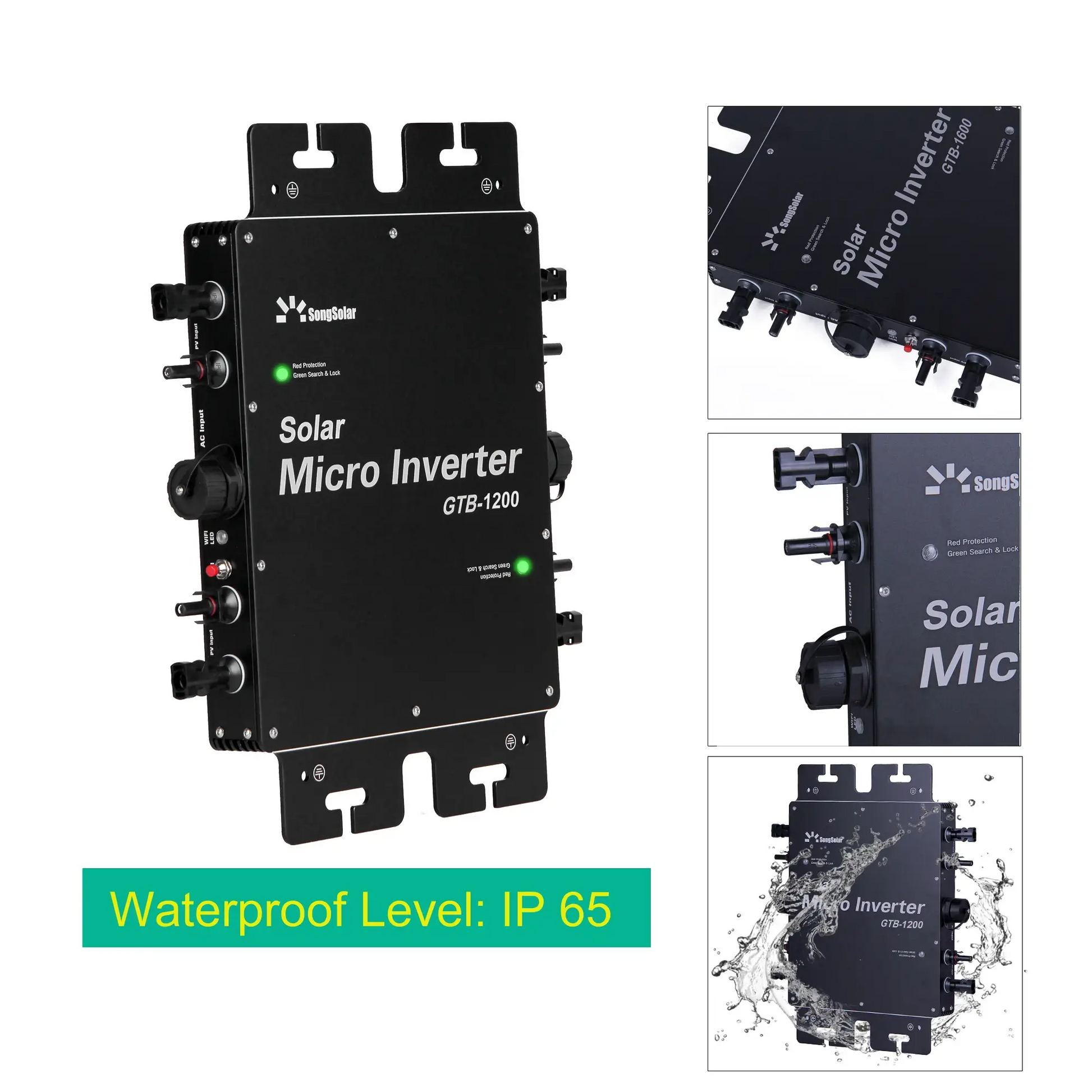 GTB 1200W Reine Sinuswelle Smart Micro Wechselrichter Netzwechselrichter  mit WIFI IP65